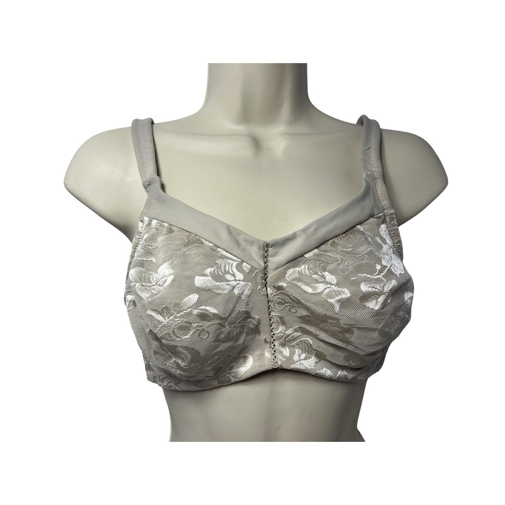 Wacoal Bra Womens 38D Beige Lace Full Coverage Minimizer Wireless Unpadded 85276